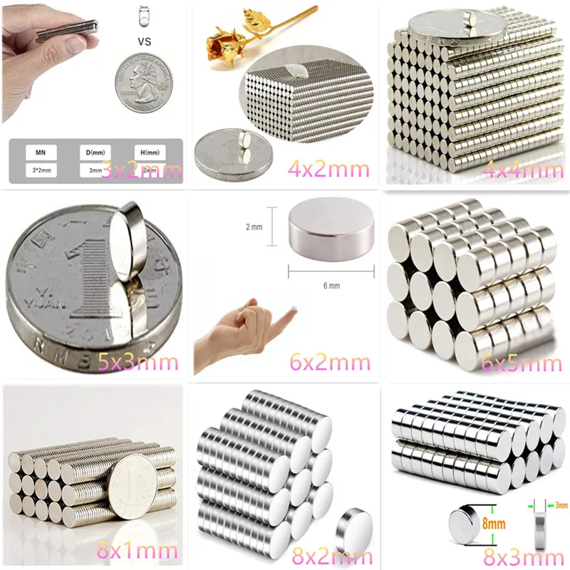 

MiNi Round Magnets 3x2,4x1,4x4,5x3,6x1,6x4,8x1,8x3mm Small Disc Powerful Neodymium Magnets N35 Rare Earth Imanes Fridge Crafts