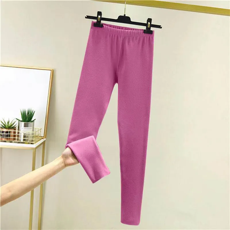 

Winter Women Leggings Solid Color Slim Fit Thermo Warm Trousers Elastic High Waist All-Match Underwear Woman Legging