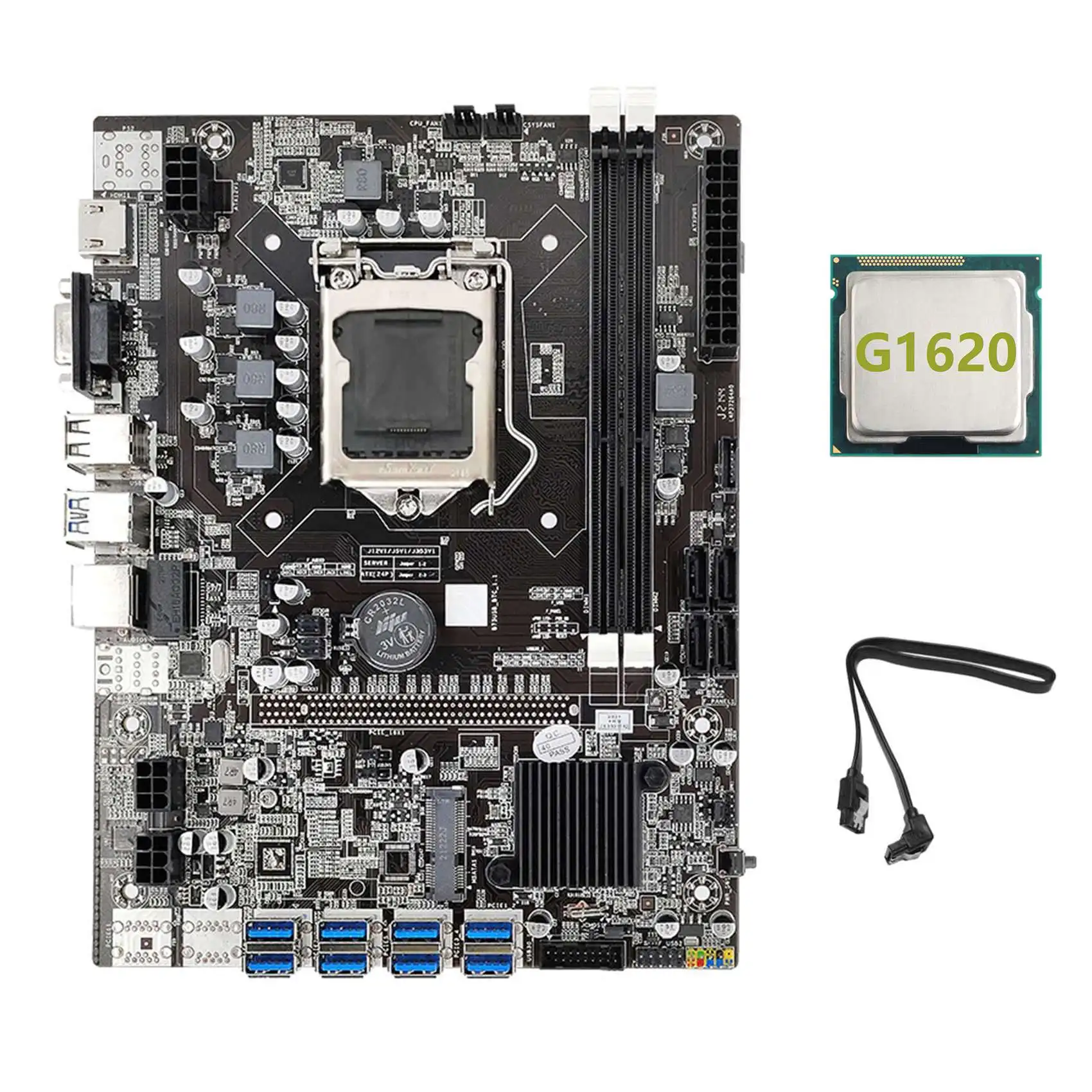 

B75 ETH Mining Motherboard 8XPCIE USB Adapter+G1620 CPU+SATA Cable LGA1155 MSATA DDR3 B75 USB BTC Miner Motherboard