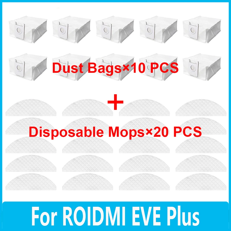 

Пылесборники для ROIDMI EVE Plus, аксессуары для пылесосов, мешки для сбора пыли, робот-пылесос и швабра, одноразовые тканевые швабры