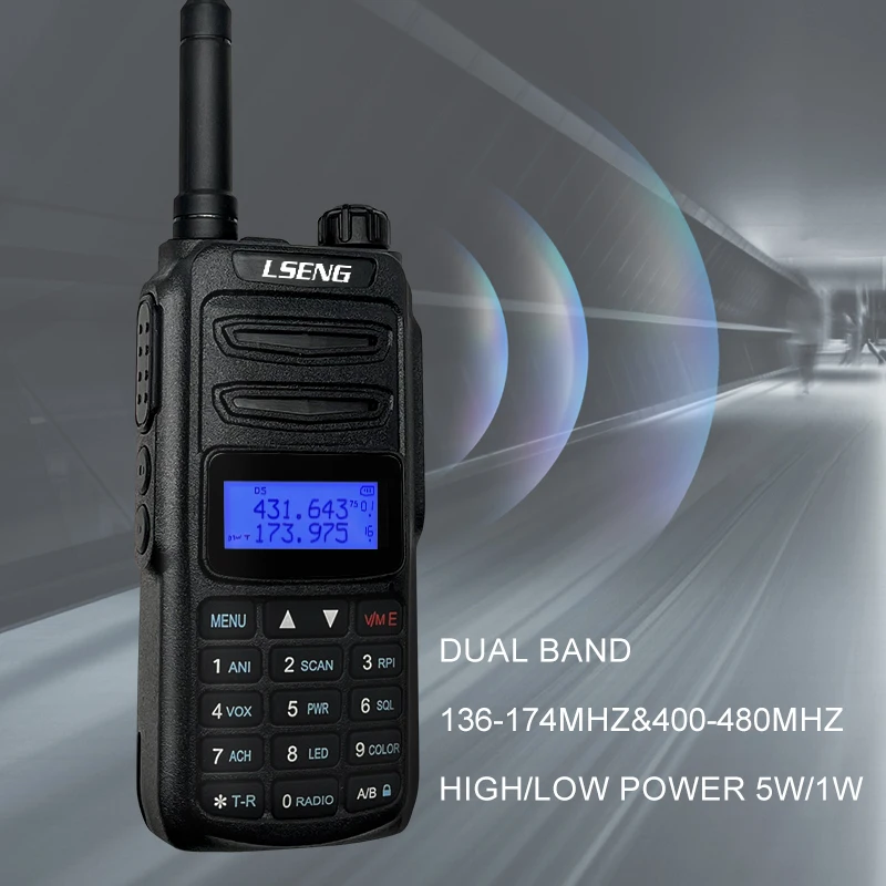 LSENG T-UV3D Walkie Talkie UHF VHF Dual Band 136-174MHz 400-480MHz 5 Watts Handheld Transceiver Two Way Radio with FM Radio