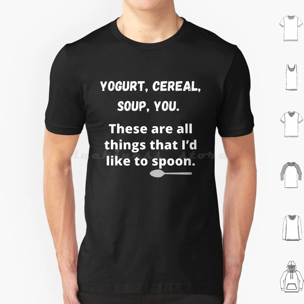 

Вещи, которые я бы хотел забрать ложку, футболка большого размера, 100% хлопок, ложка, собирать линию, Забавный йогурт, злаки, суп