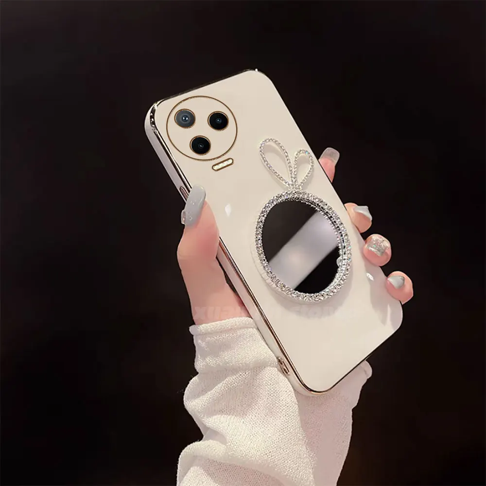 Зеркало для макияжа с заячьими ушами фотовспышка Infinix Note 12 Pro 2023 X676C X676B мягкая