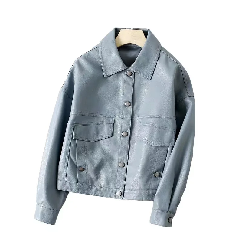 

2023 New Zipper Spring Autumn Pu Leather Jackets Women Loose Coat Female Unisex Streetwear Motorcycle Outerwear Oversized