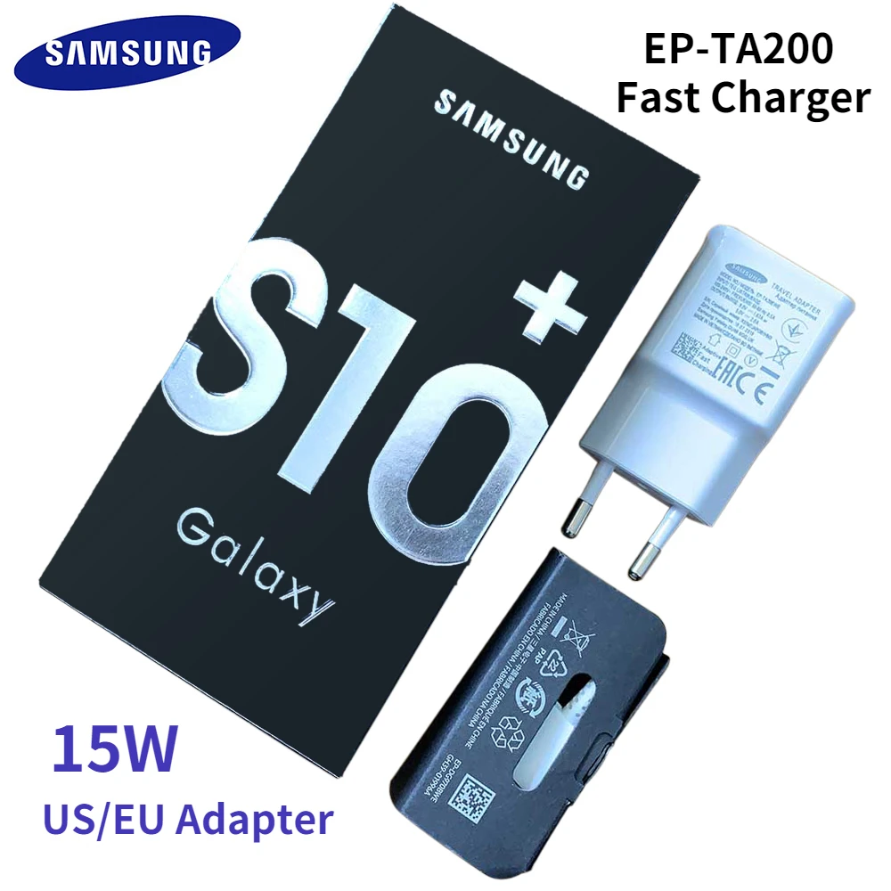 

15W S10/S10+ Fast Charger Samsung EP-TA200 US/EU Quick Charge Adapter Type C Cable for Samsung S10+ S8 S9 Retail Package