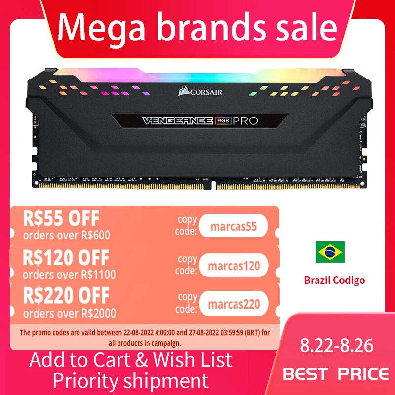 Оперативная память CORSAIR Vengeance RGB PRO DDR4 8 ГБ 3000 МГц DIMM 16 3200 3600