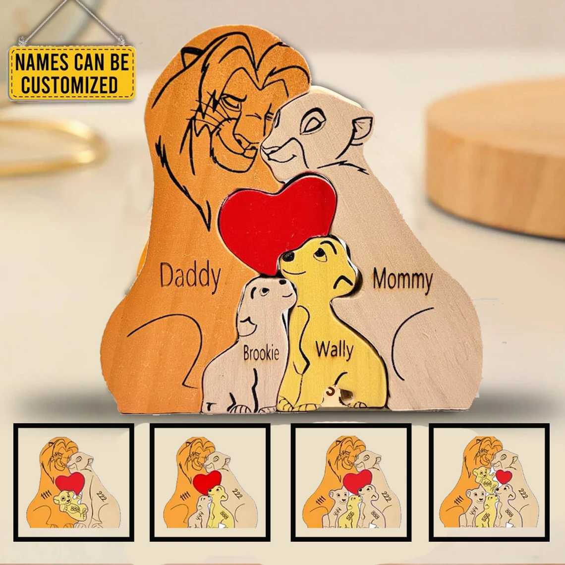 Художественная деревянная семейная головоломка персонализированная с именем