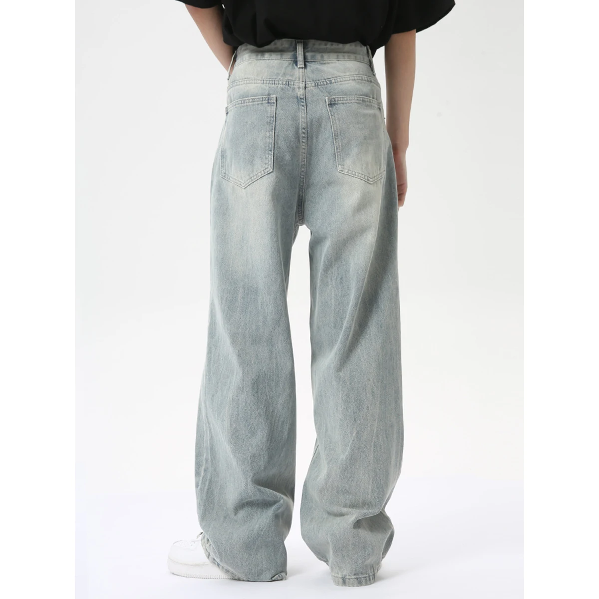 Винтажные мешковатые джинсы Мужская Уличная одежда свободные синие джинсовые