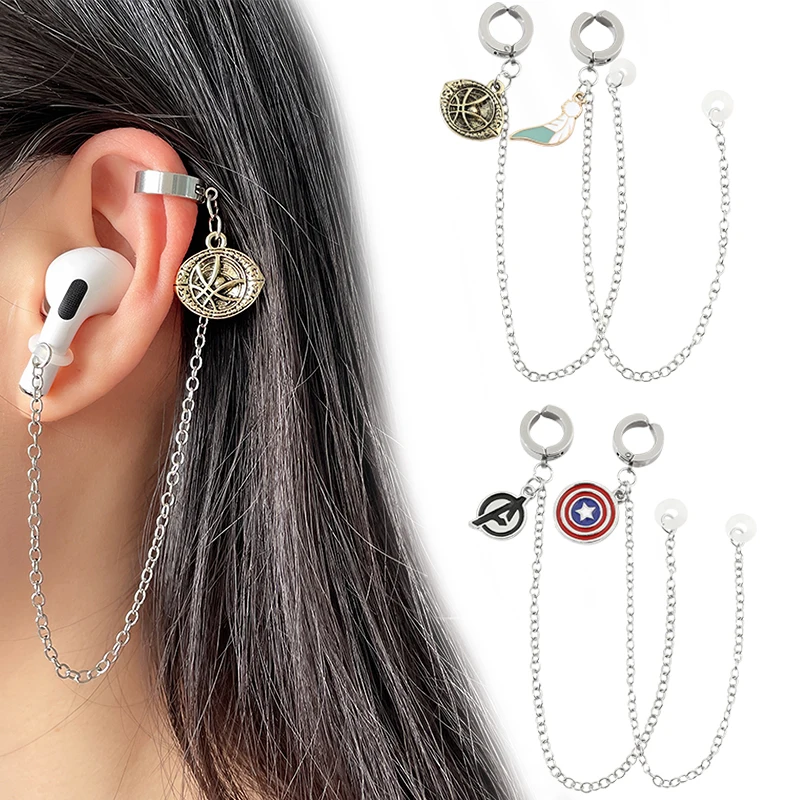 

Doctor Strange Trendy Captain Disney Jewelry Avengers Accessories Cosplay Costume Props Clip on Dangle Earrings Men Ear Cuff