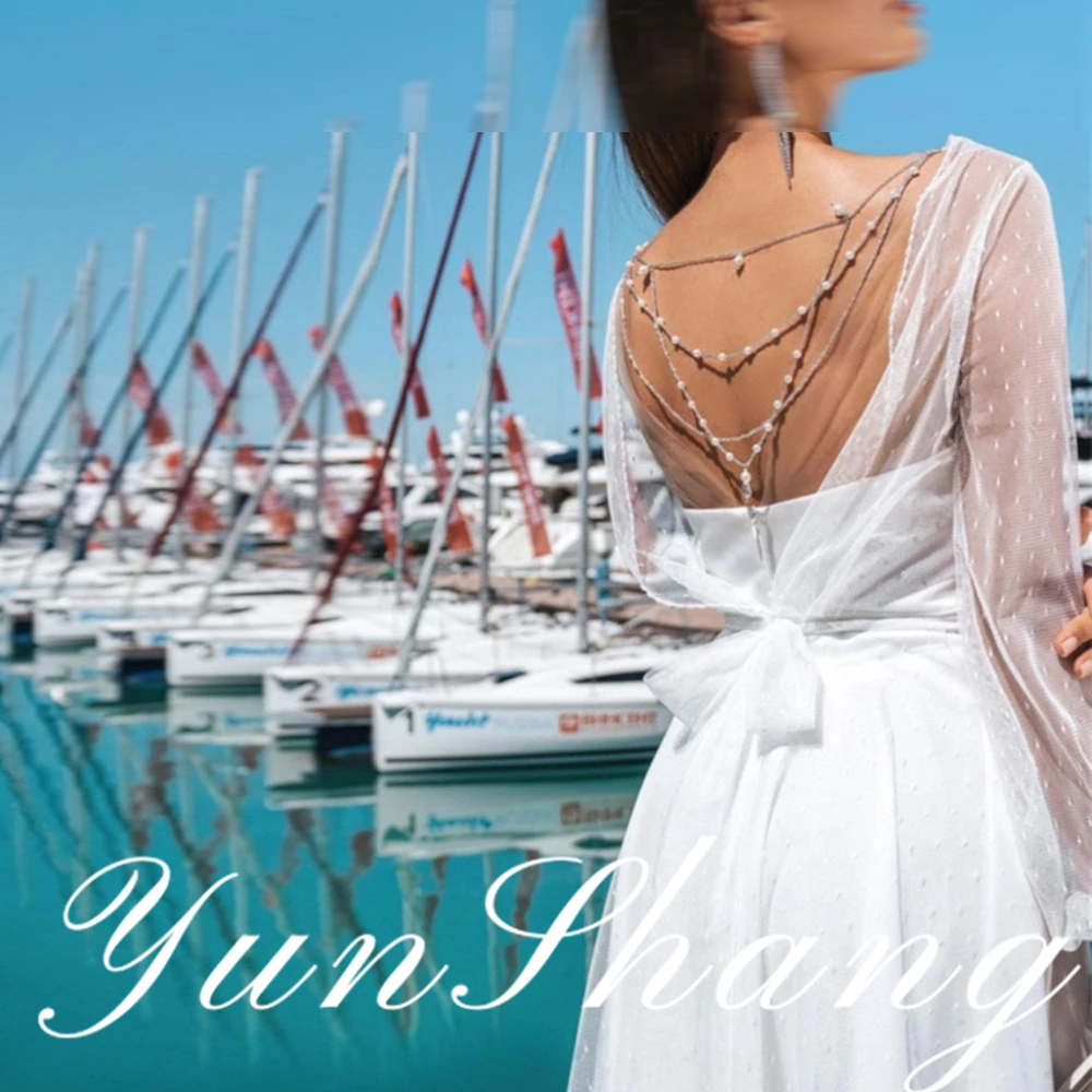 YunShang очаровательный элегантный свадебный халат длиной до колена с длинными