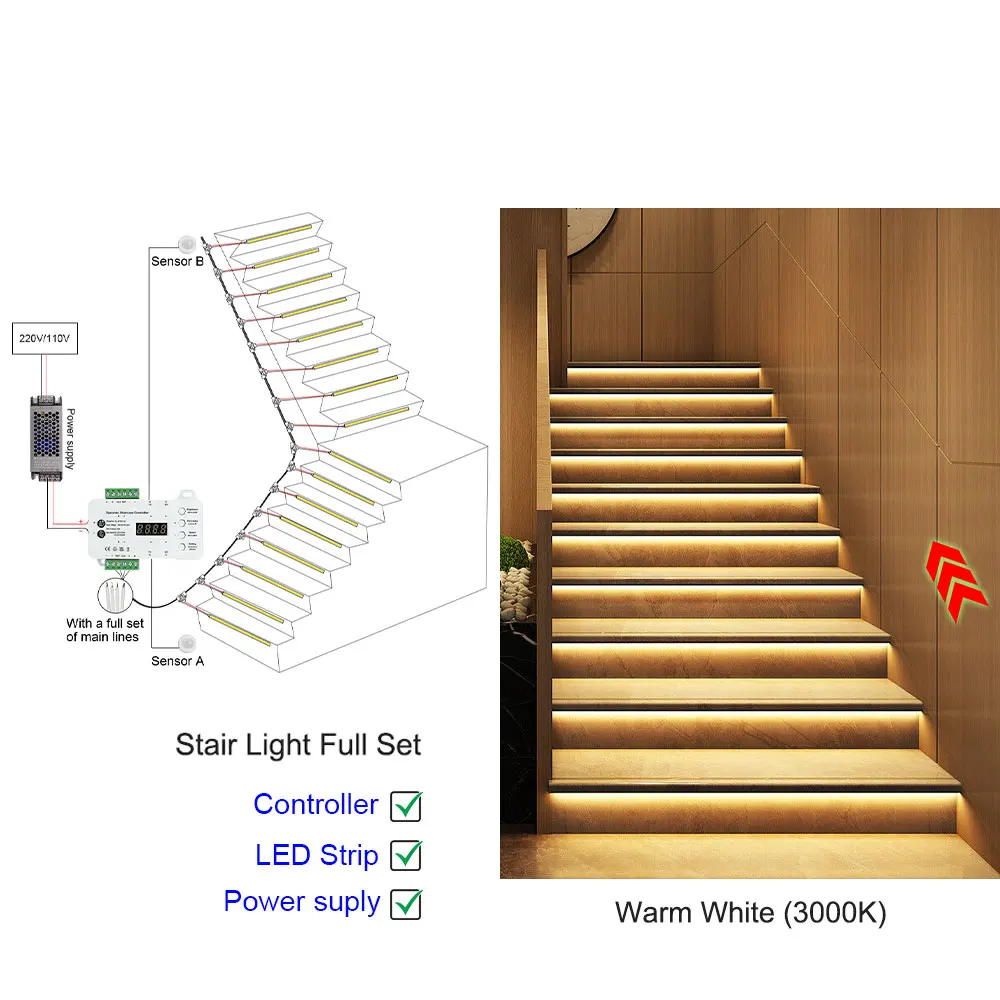 

Умный датчик движения для лестниц COB STRIP STEP-05