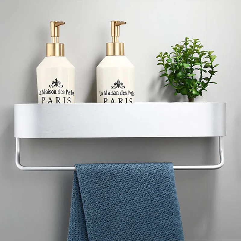 304050cm bathroom shelf wall shelves shower basket storage rack black towel bar robe hook kitchen bathroom accessories storage free global shipping