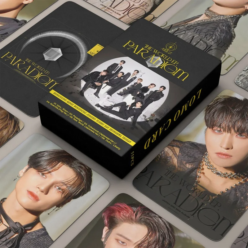 Tarjetas LOMO de Kpop ATEEZ, tarjetas fotográficas impresas en HD para colección de Fans, movimiento del mundo, nuevo álbum, 55 unids/set