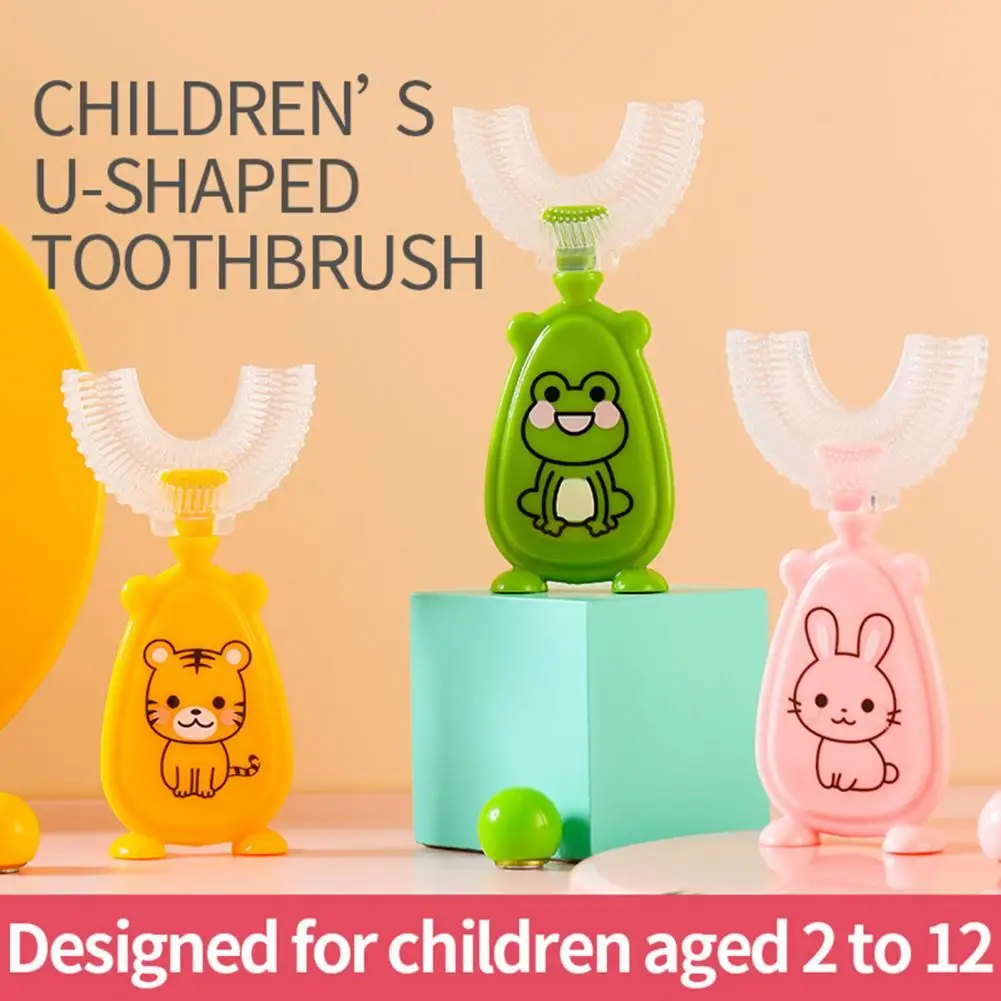 

Kids Toothbrush Deeply Cleaning Soft Brush Hair Lightweight Teeth Cleaning U-Shaped Toothbrush for Toddlers