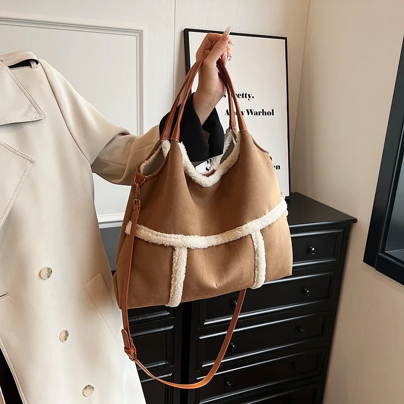 

Brand women's handbag retro popular single room bag New deerskin velvet large capacity fashion shoulder underarm handbag
