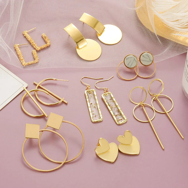 

BFH модные геометрические серьги для женщин винтажные акриловые металлические Золотые круглые серьги-подвески в форме сердца 2022 свадебные ж...