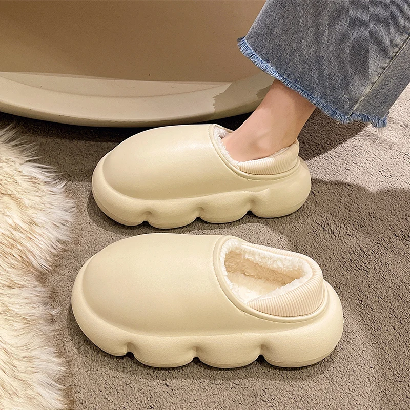 

Shoes Woman Flats Autumn Casual Female Sneakers Clogs Platform Dress Winter Fall Creepers Cover Heel Plush PU Med Slipper