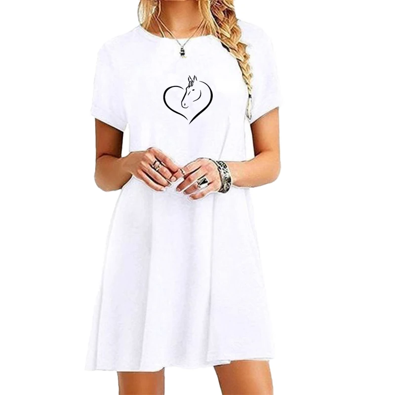 

Trending Ladies O Neck Above Knee Dress Casual Sexy Mini Shirts Dresses for Women Summer Short Sleeve Printed Long T-shirt Tee