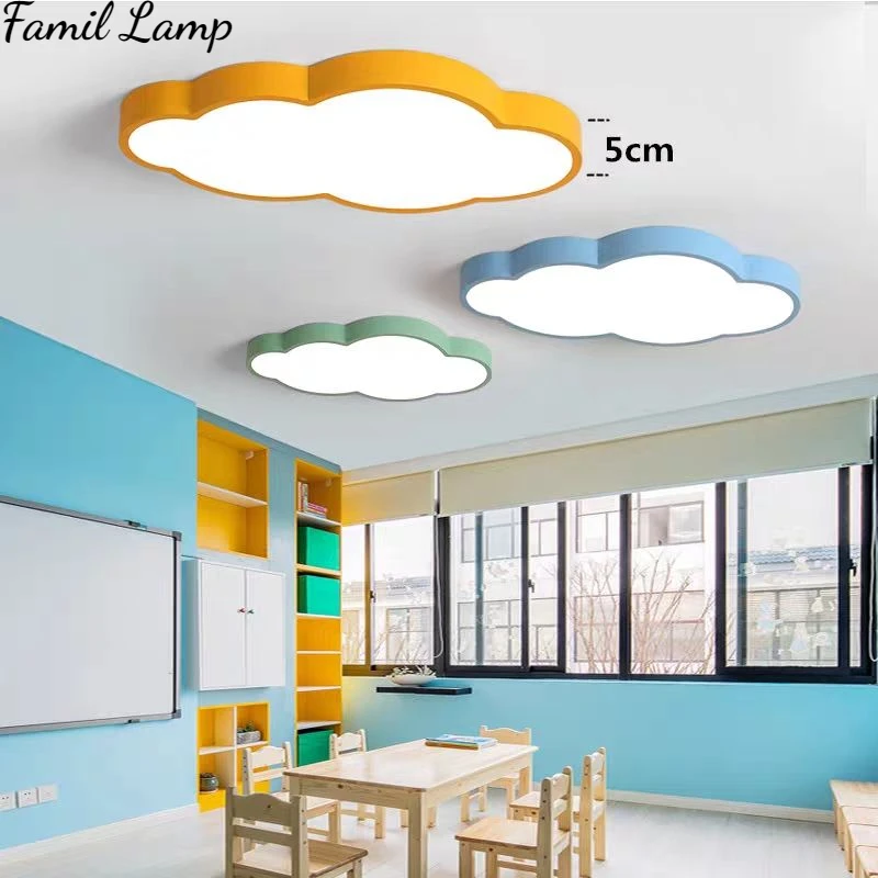 

LED Ceiling Lights Modern Kids Cloud Multicolor Cartoon Dimming Simple Creative Kindergarten Study Bedroom Living Room Lamp