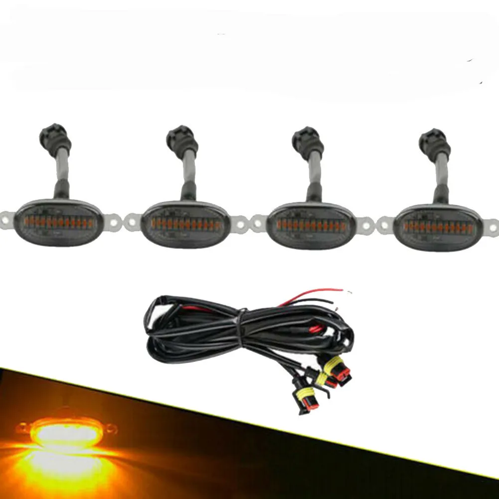 

Car Smoke Front Grille LED Grill Light Universal 12V Raptor Style Cover For Ram 1500 For Off Road Warning Fog Lamp Smoked Lens