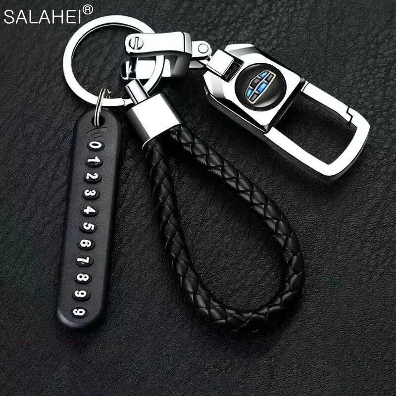 

1PC Anti-Lost Number Plate Braided Rope Car Emblem Keychain Key Ring For Geely Atlas Boyue coolray mk cross emgrand GS GL X7 EC7