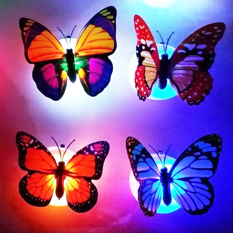 1/3/5Pcs Luminous Butterfly Night Light Colorful LED Night Light Battery Operated Wall Stickers Home Room Desk Wall Decor Lamps