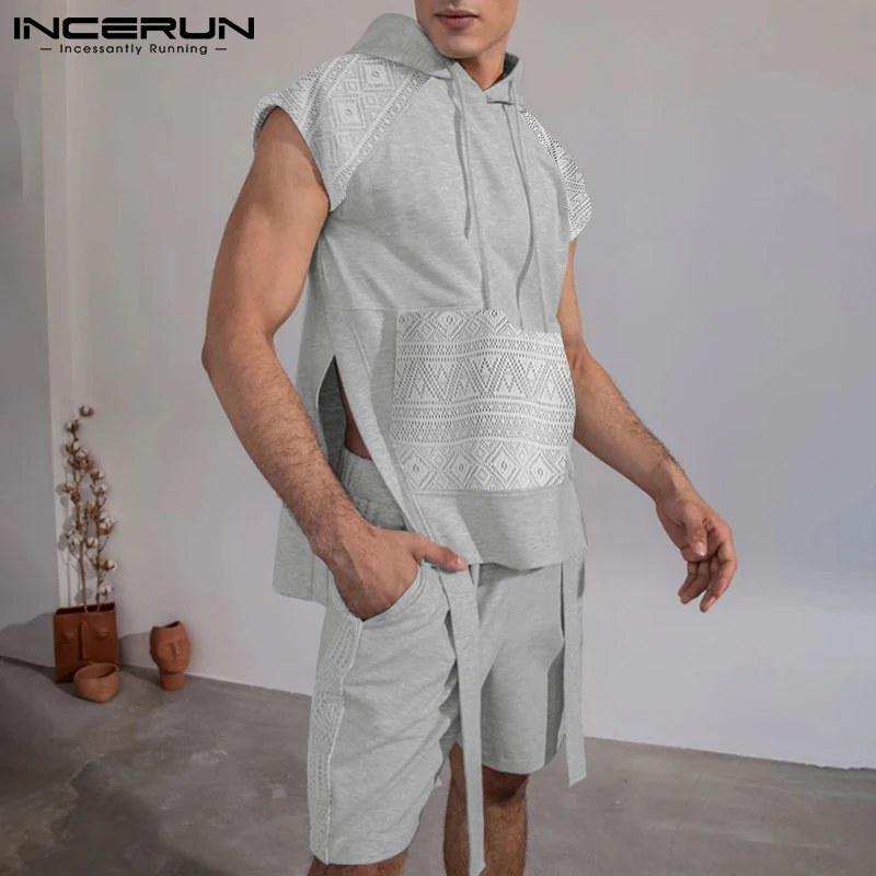 

Handsome Well Fitting New Men's Casual Sets Hooded Sleeveless Sweater Five-point Pants Streetwear All-match Suit 2 Pieces S-5XL