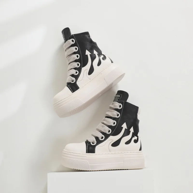 Женские высокие кроссовки на платформе повседневные из искусственной кожи