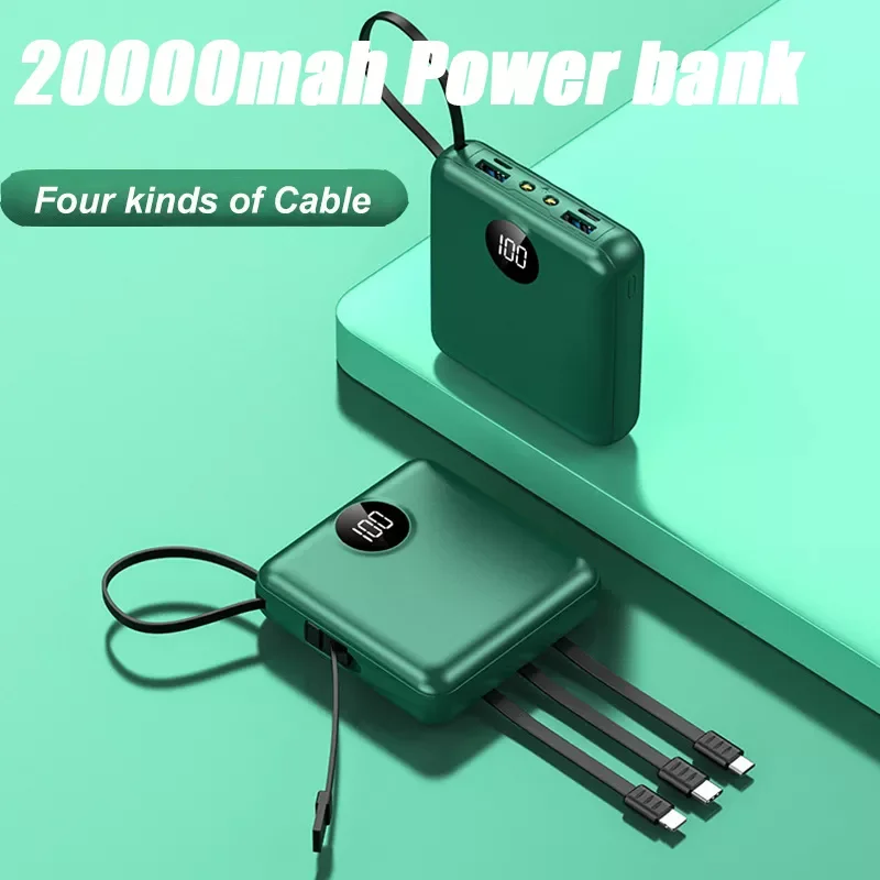 

2022NEW Vogek Power Bank Portable Phone Charger LED Digital Display Power Adapter Type C 8pin Charging Cable Flashlight USB Powe