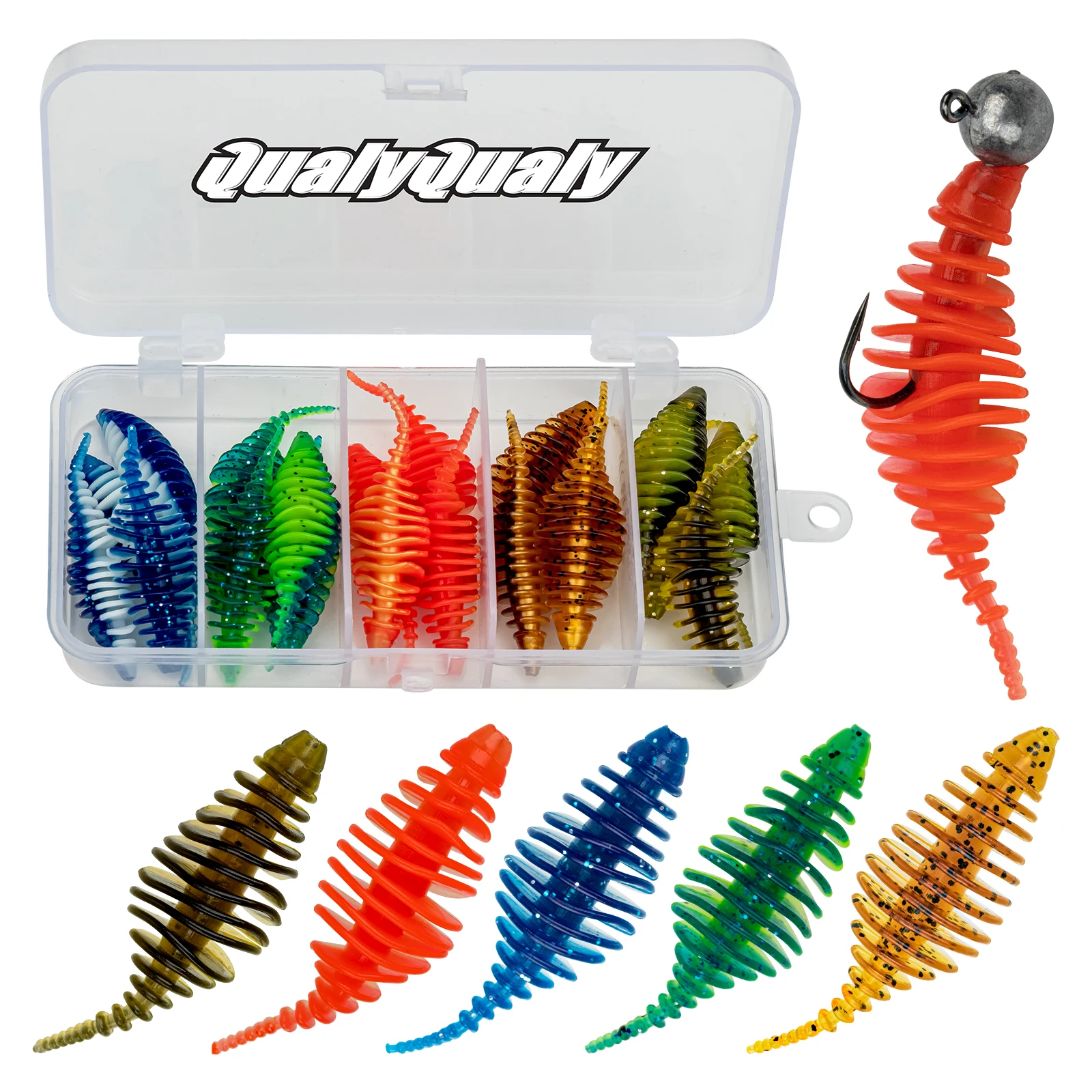 

QualyQualy High Quality Lifelike Flexible Soft Lures for Various Fishing Rigs Colorful Attracts Trout Bass Silicone Fishing Bait