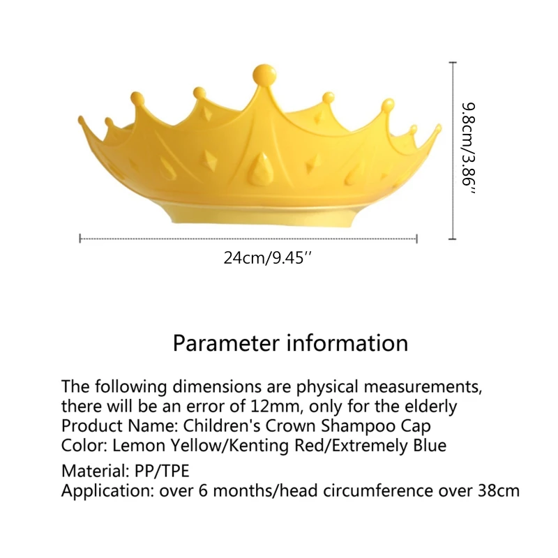 

Cartoon Style Baby Shower Waterproof Shampoo Hat with Cute Crown Design Shampoo Artifact for Girls Boys