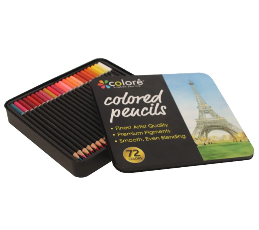 

Набор цветных карандашей 72 цветов, профессиональные цветные ручки в железной коробке, набор для рисования, канцелярские принадлежности, ху...