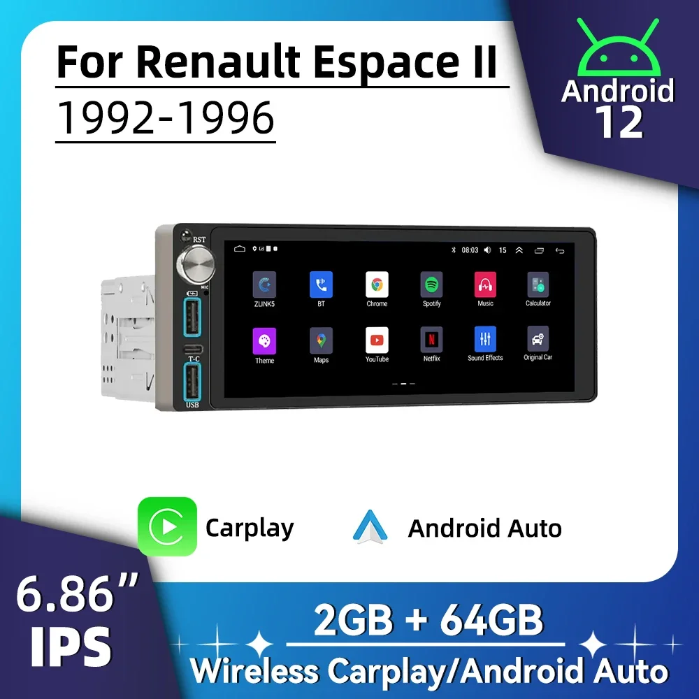 6 86 &quotэкран Android автомобильный мультимедиа для Renault Espace II 1992-1996 1Din радио стерео
