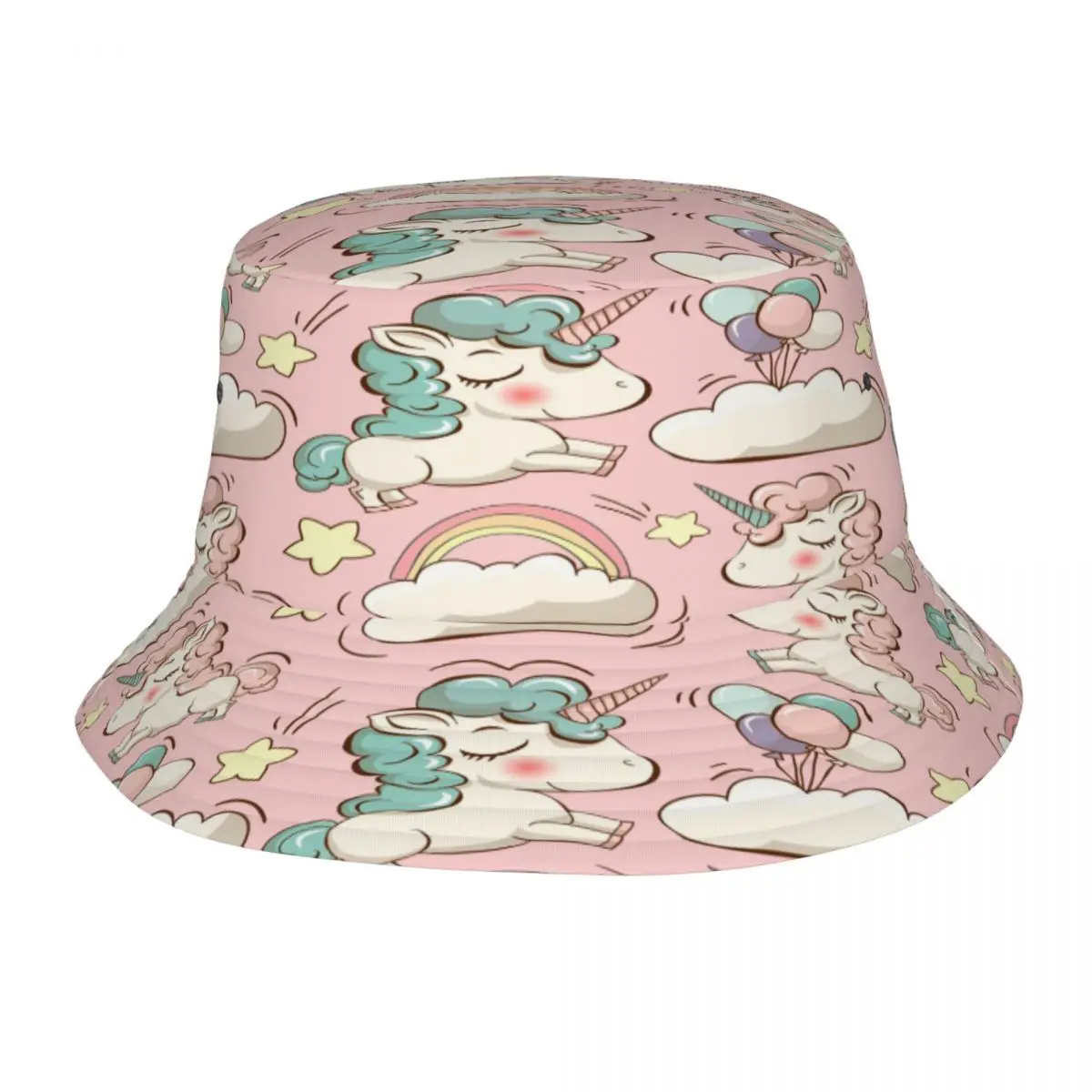 

Bucket Hat Unisex Bob Caps Hip Hop Gorros Cute Unicorns With Clouds Rainbow And Stars Summer Panama Cap Beach Sun Fishing Hat