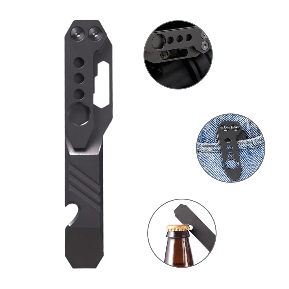 

Titanium Alloy Wrench Bottle Opener Corkscrew Versatile Crowbar Outdoor EDC Tool Keyring Hunting Camping Accessories