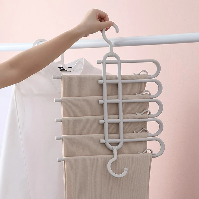 

Magic Multi-Port Pant Rack Hanger For Clothes Organizer Drying Racks Stainless Steel Multifunction Shelves Closet Storage Racks