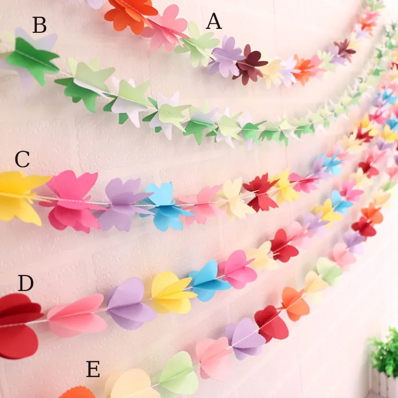 

3D Love Butterfly Grass Flowers Banner Kindergarten Kids Bedroom Wall Decor Happy One 1st Birthday Garland Kids Favor