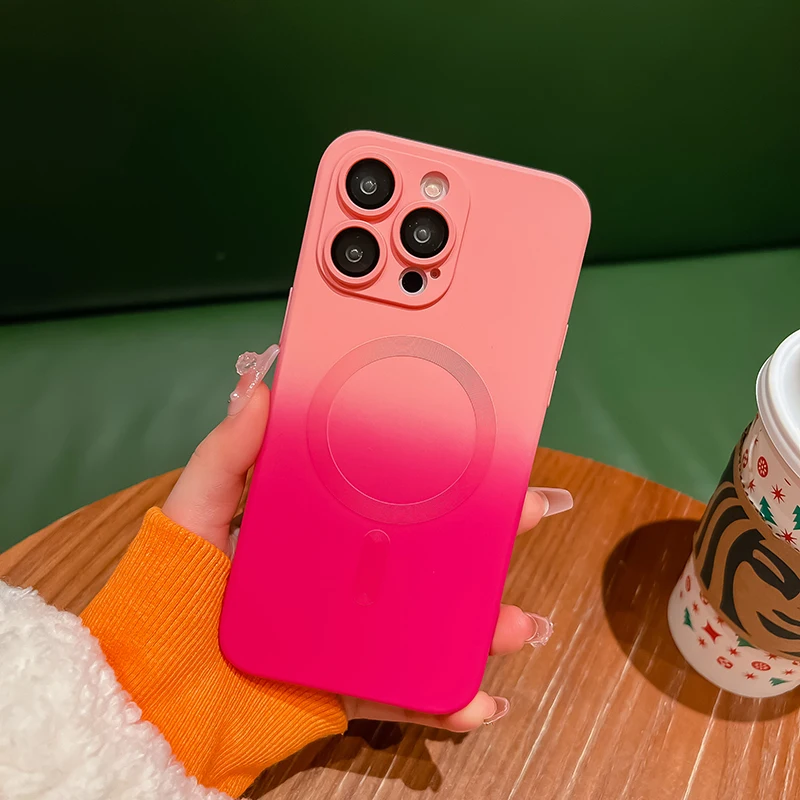 

Luxury Gradient Magnetic For Magsafe Wireless Charger Case For iPhone 11 12 13 14 Pro Max 13Pro Silicone bumper Shockproof Cover