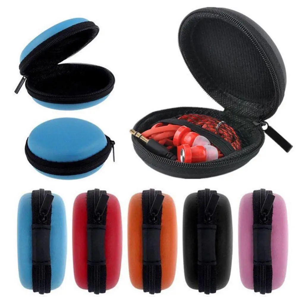 

Mini Portable Round Earphone Cable USB Data Cord Storage Bag Zipper Pouch Case Headphone Case Organizer Box