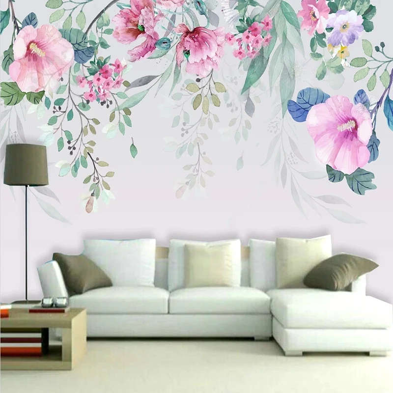 

Custom 3D Modern Nordic Hand-Painted Freehand Flowers Background Wallpaper For Bedroom Home Décor Papel De Parede Tapety Fresco