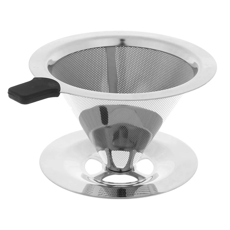 

Stainless Steel Reusable Coffee Filter Cone Coffee Filters Baskets Mesh Strainer Pour Over Coffee Tea Dripper With Stand Holder