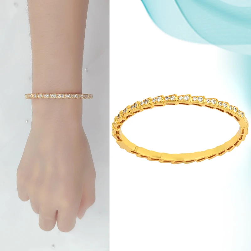 

Женские медные браслеты с бриллиантами, модные роскошные качественные ювелирные изделия, элегантные стильные современные аксессуары круг...