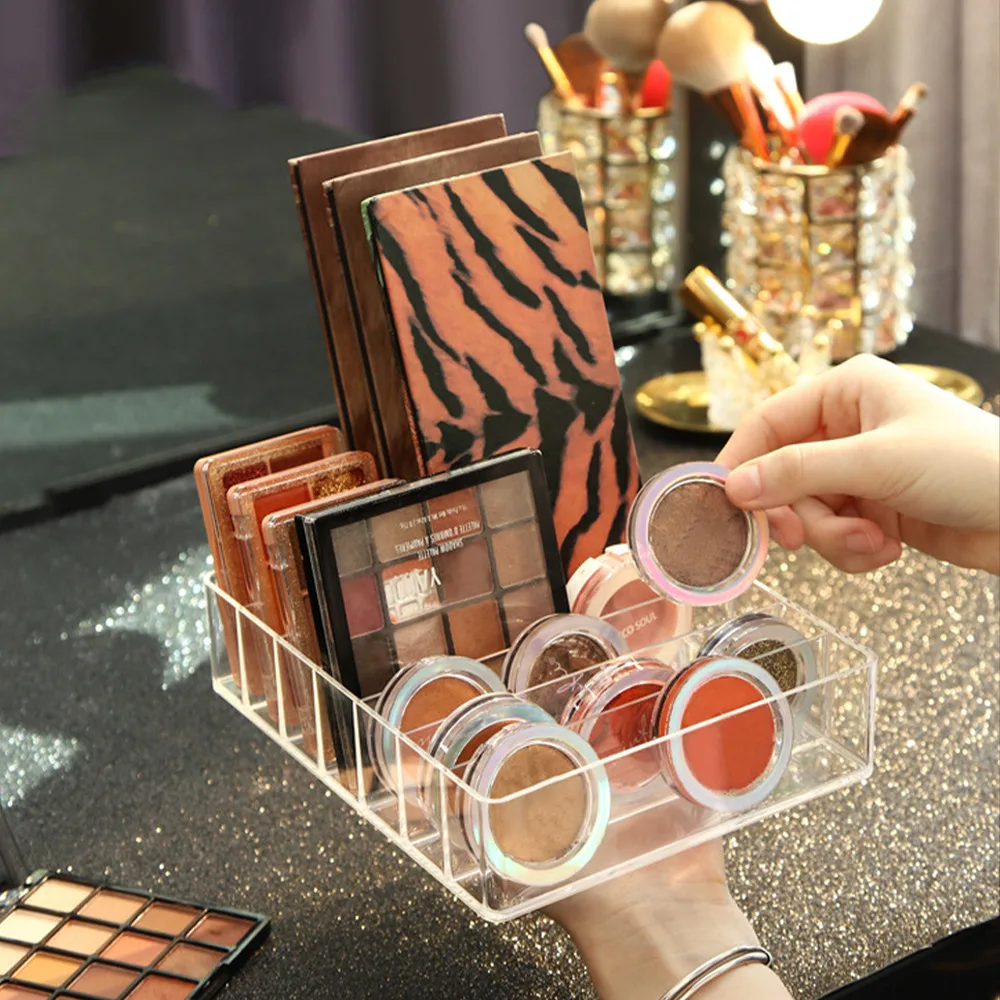 

7 Compartments Storage Box Clear Plastic Makeup Cosmetic Stand Holder Makeup Lipstick Eyeshadow Palette Storage Organizer New