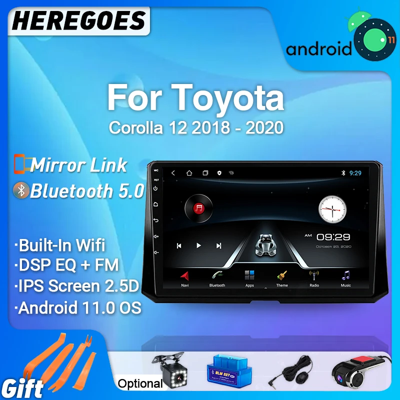 1 Din 9 &quotDSP Android 11 Автомобильный GPS мультимедийный видеоплеер для Toyota Corolla 12 2018 2019 2020