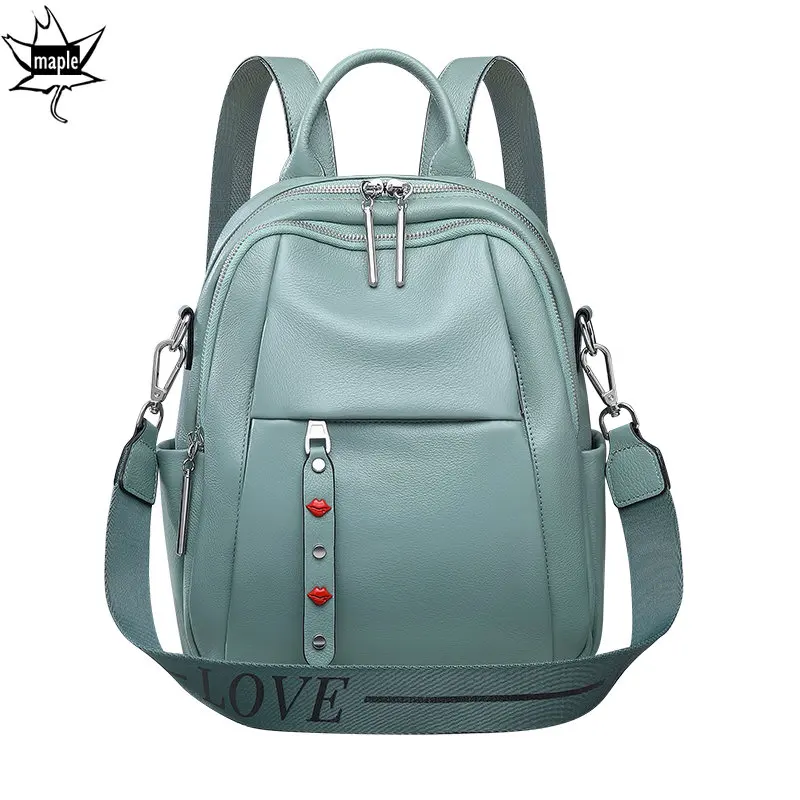 Dropship Quality A+ 100% Genuine Leather Backpack for Women Fashion Large Capacity Female Bagpack College Girl School Bag