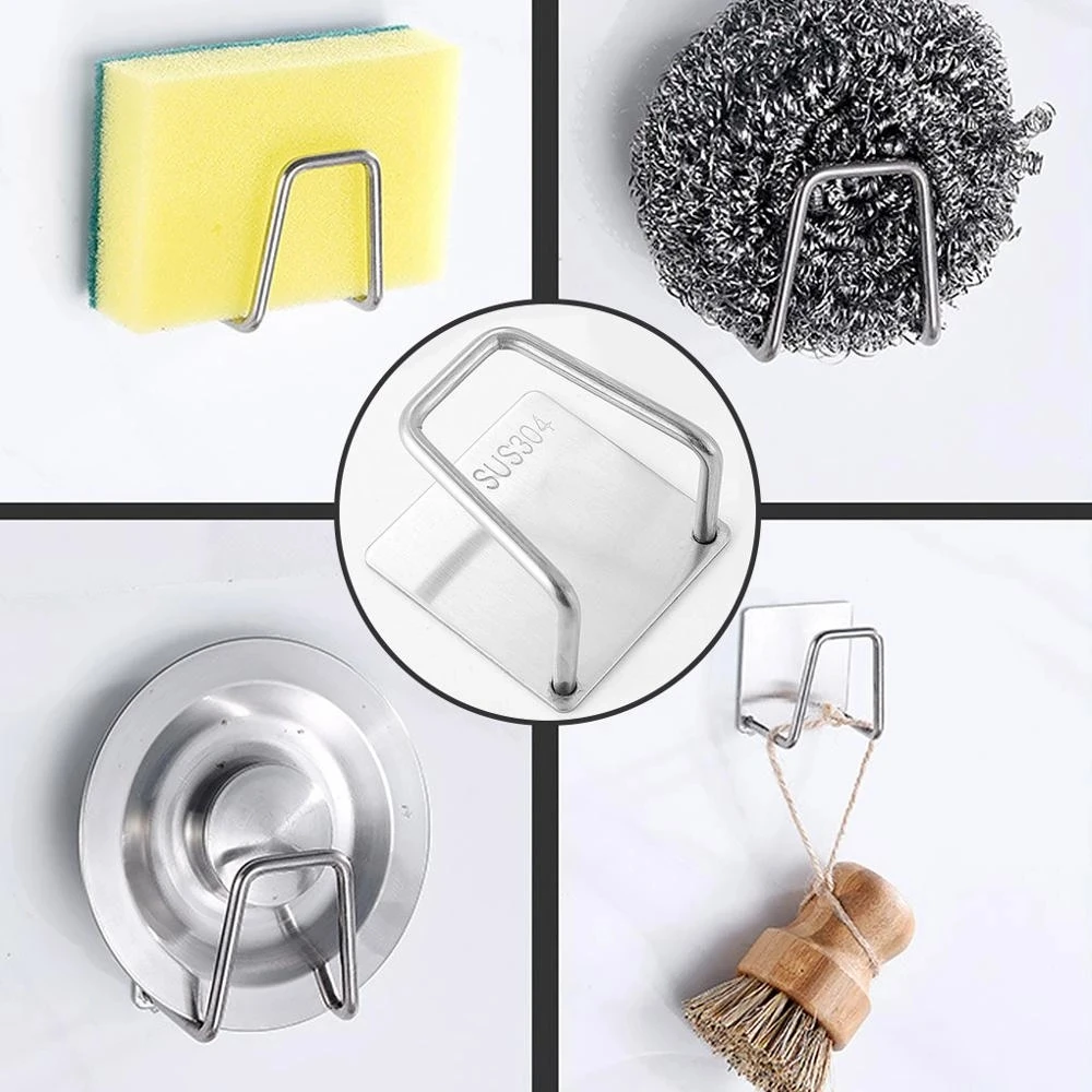 

Kitchen Sponge Rack Self Adhesive Sink Drain Drying 304 Stainless Steel Storage Rack Kitchen Sink Accessory