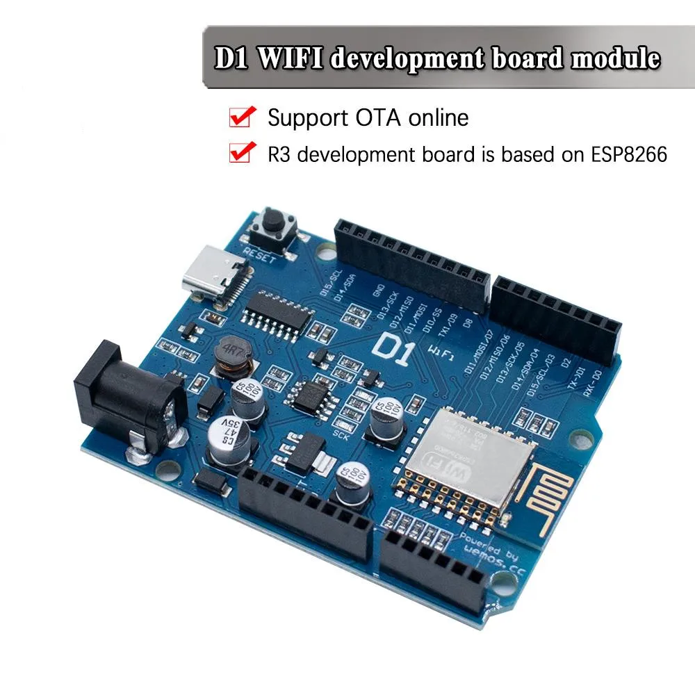 WeMos D1 UNO R3 CH340 ESP-12E CH340G Плата разработки Wi-Fi на базе ESP8266 Shield Smart Electronic PCB для Arduino