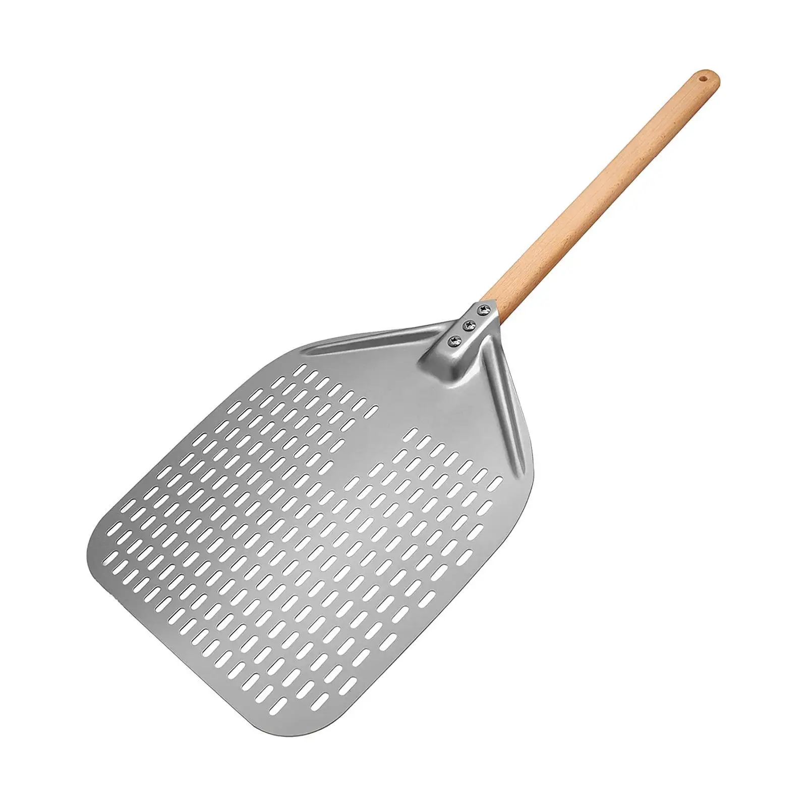 

Pizza Turning Peel with Wood Handle for Baking Small Kitchen Tool Silver