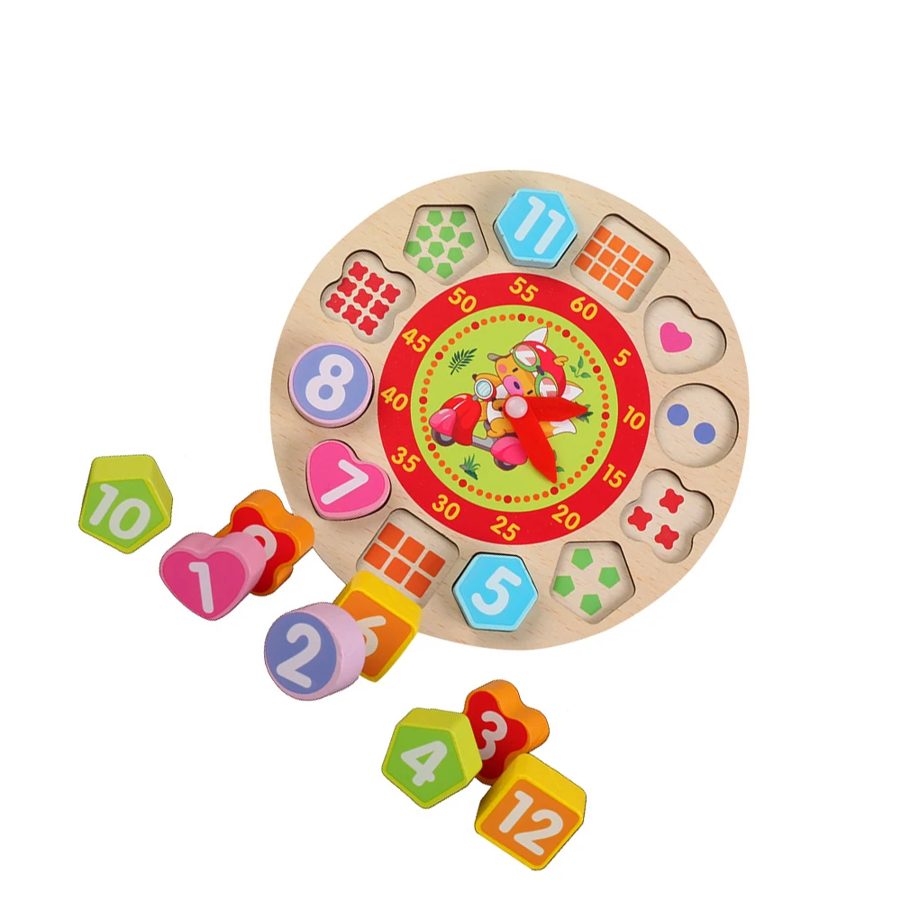 

Деревянные часы с цифрами, игрушка для обучения, для детского сада, домашнее интерактивное обучение, геометрия, познавательное интеллектуальное развитие детей