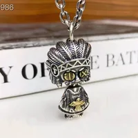 S925 pure silver Indian popular pendant dolls personality birthday present female male sweater chain necklace gift